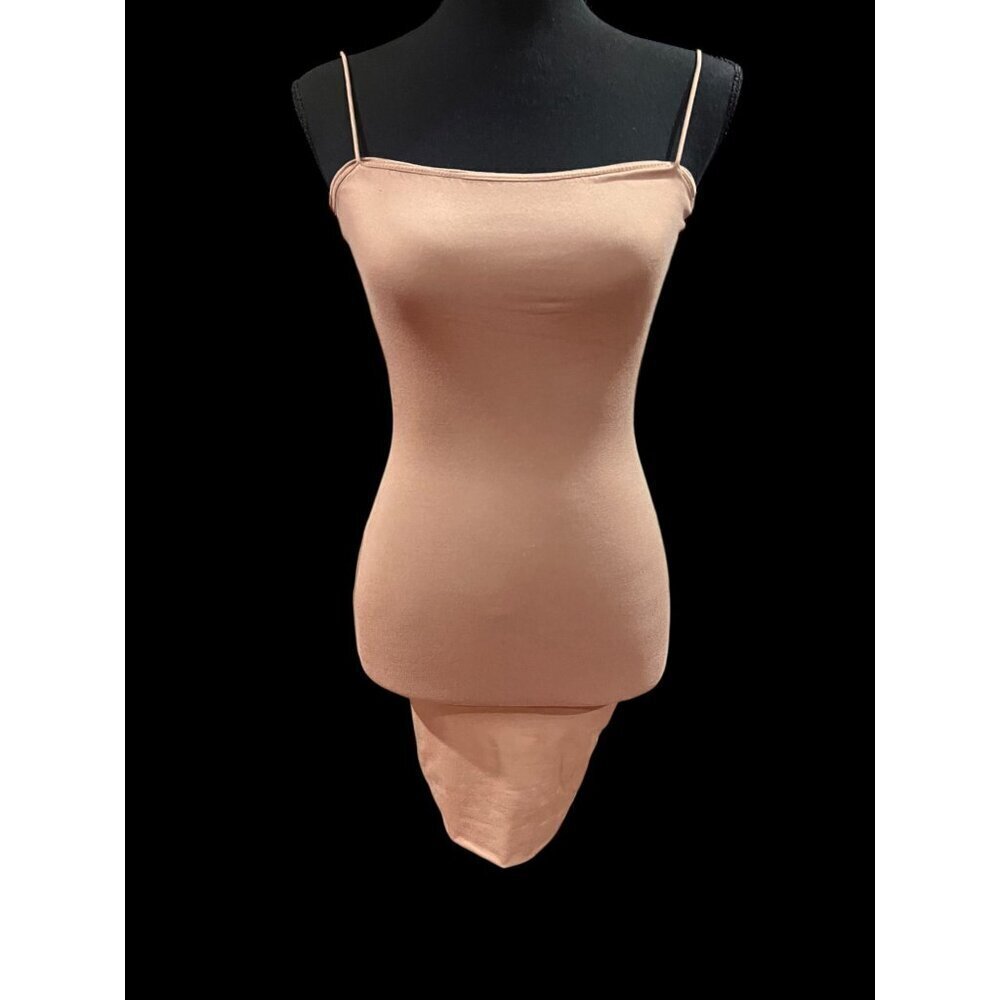 Windsor Bodycon Mini Dress WOMEN SMALL Beige Spaghetti Strap SEXY CLUBWEAR